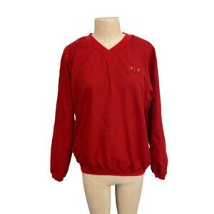 Liz Claiborne Red V-Neck Pullover Sweatshirt S Golf Sports Outing Fall Sweater